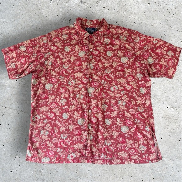 Polo Ralph Lauren Caldwell Floral Hawaiian Shirt Men's Sz XL Cotton Short Sleeve